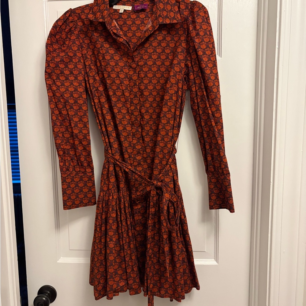 Laroque Elegant Long Sleeve Red Patterned Dress